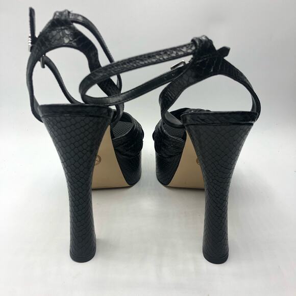 Michael Kors Selena Snake Embossed Leather Platform Sandal Black Size 9 M - Picture 4 of 10